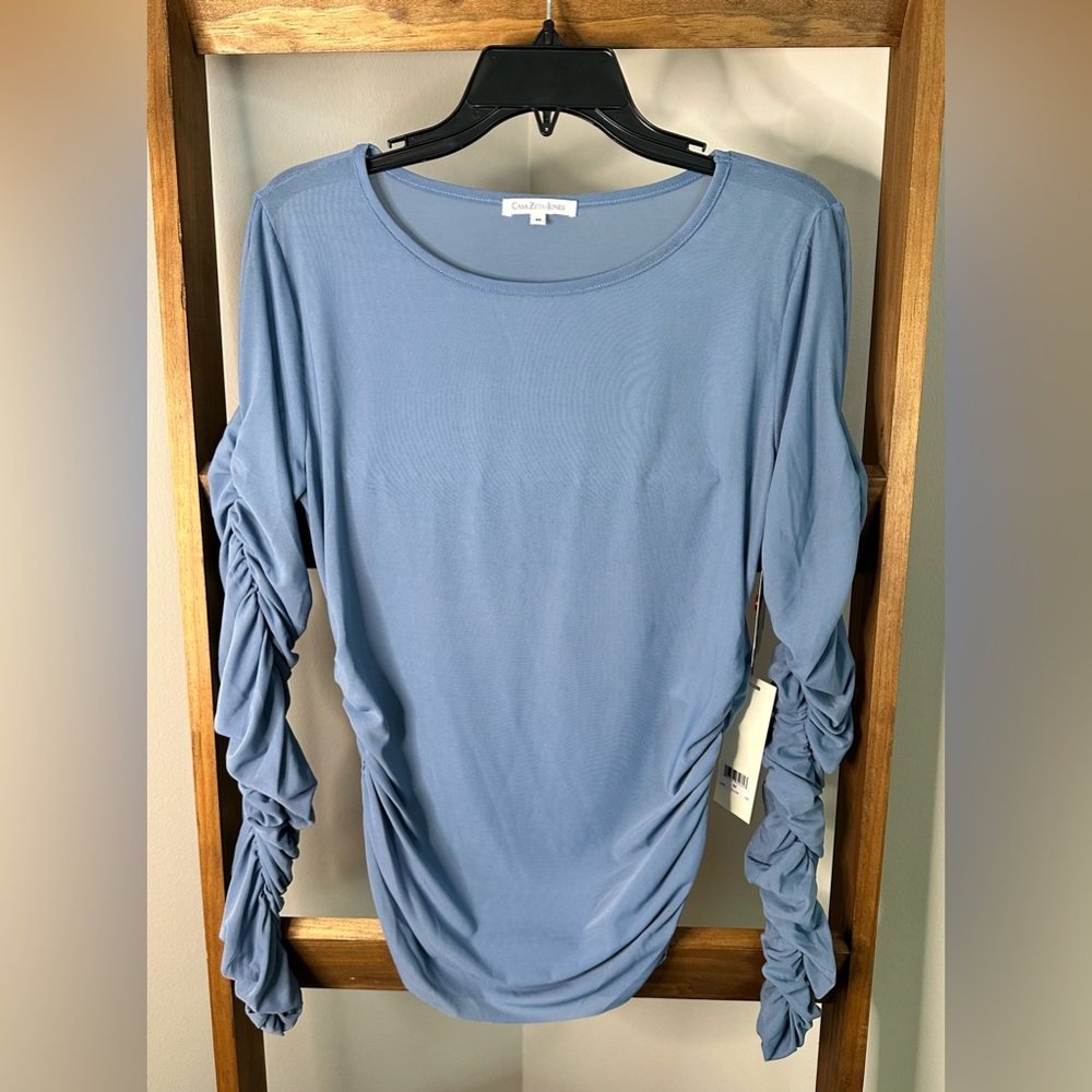 Blue Ruffled Women’s Blouse